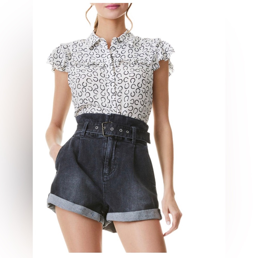Alice + Olivia | Malinda horseshoe-print blouse